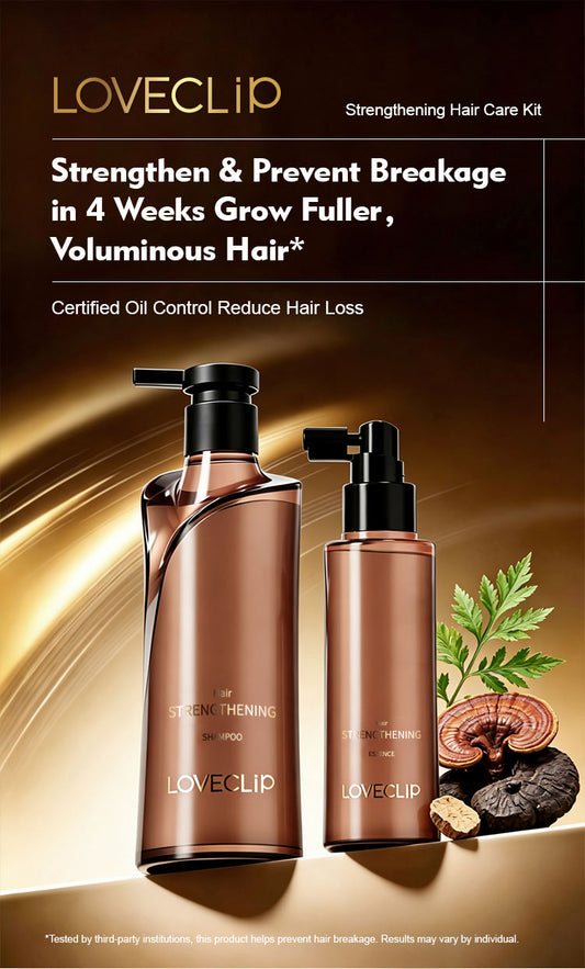 LOVECLIP Strengthening Hair Care Kit – Anti-Breakage Shampoo + Essence with Applicator Comb